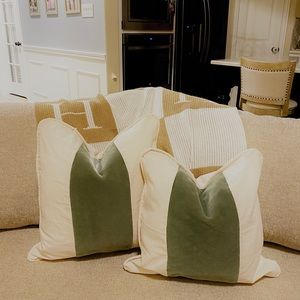 Ballard Designs Olive Green Velvet Panel Cover